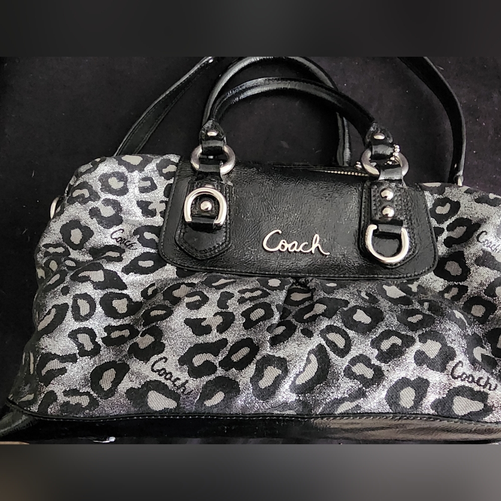 Leopard print coach shoulder bag